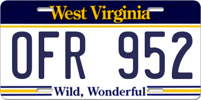 WV license plate OFR952
