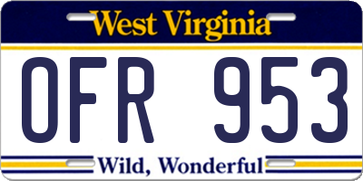 WV license plate OFR953