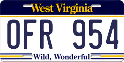 WV license plate OFR954
