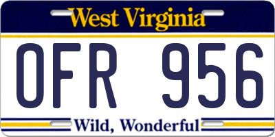 WV license plate OFR956