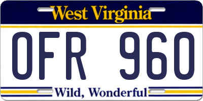 WV license plate OFR960