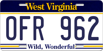 WV license plate OFR962