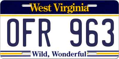 WV license plate OFR963