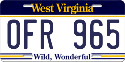 WV license plate OFR965
