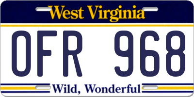 WV license plate OFR968
