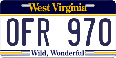 WV license plate OFR970
