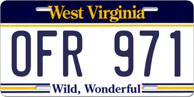 WV license plate OFR971