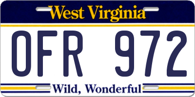 WV license plate OFR972