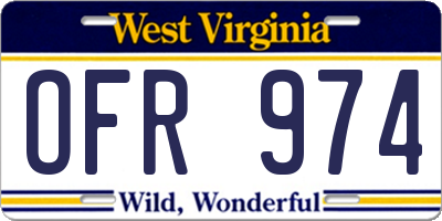 WV license plate OFR974