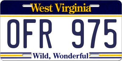 WV license plate OFR975