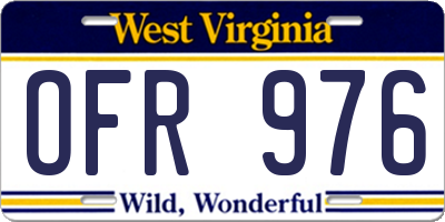 WV license plate OFR976