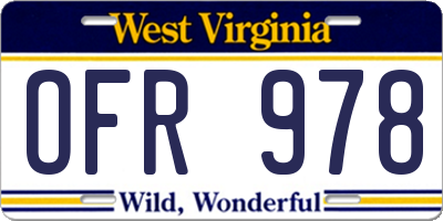 WV license plate OFR978