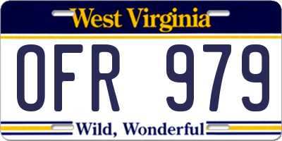 WV license plate OFR979