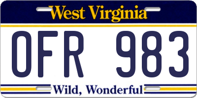 WV license plate OFR983