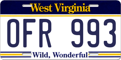 WV license plate OFR993