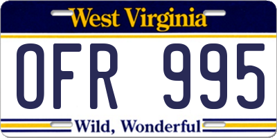 WV license plate OFR995