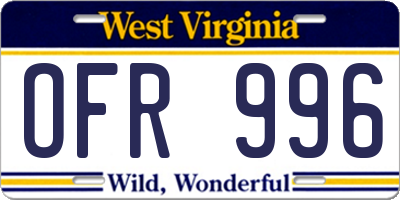 WV license plate OFR996