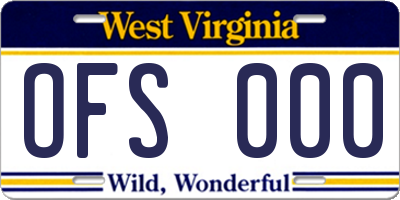 WV license plate OFS000