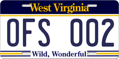 WV license plate OFS002
