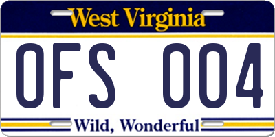 WV license plate OFS004