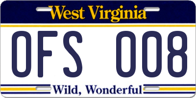 WV license plate OFS008