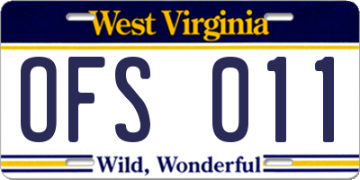 WV license plate OFS011