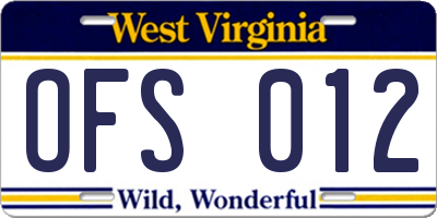 WV license plate OFS012