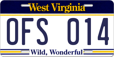 WV license plate OFS014