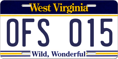 WV license plate OFS015
