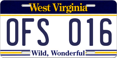 WV license plate OFS016