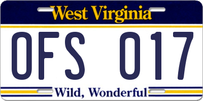 WV license plate OFS017
