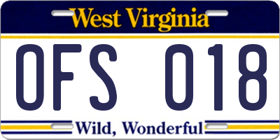 WV license plate OFS018