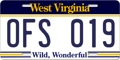 WV license plate OFS019