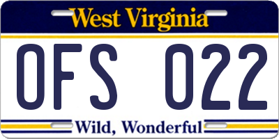 WV license plate OFS022