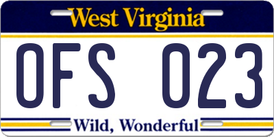 WV license plate OFS023