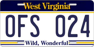 WV license plate OFS024