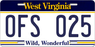 WV license plate OFS025