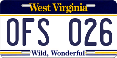 WV license plate OFS026