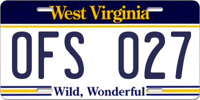 WV license plate OFS027