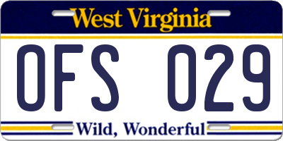 WV license plate OFS029