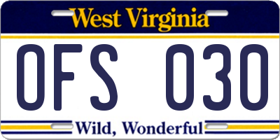 WV license plate OFS030