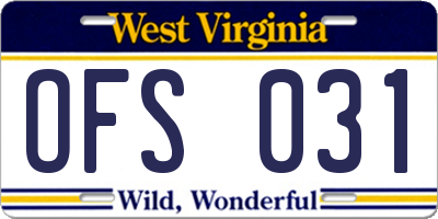 WV license plate OFS031