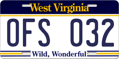 WV license plate OFS032