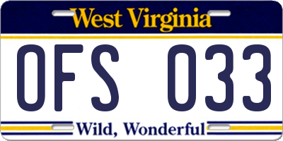 WV license plate OFS033