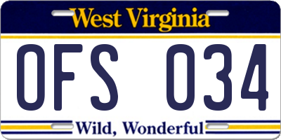 WV license plate OFS034