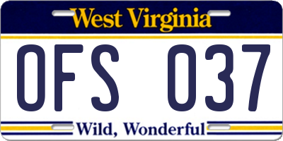 WV license plate OFS037