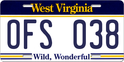 WV license plate OFS038