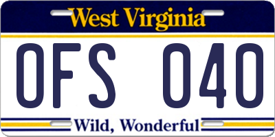 WV license plate OFS040