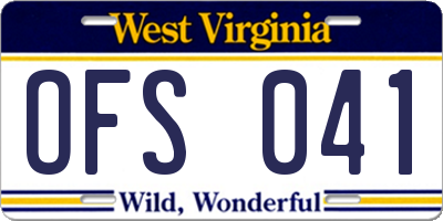 WV license plate OFS041