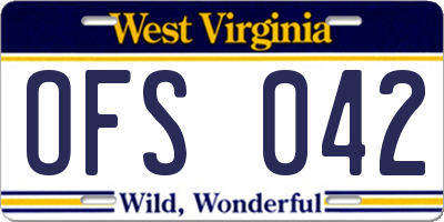 WV license plate OFS042